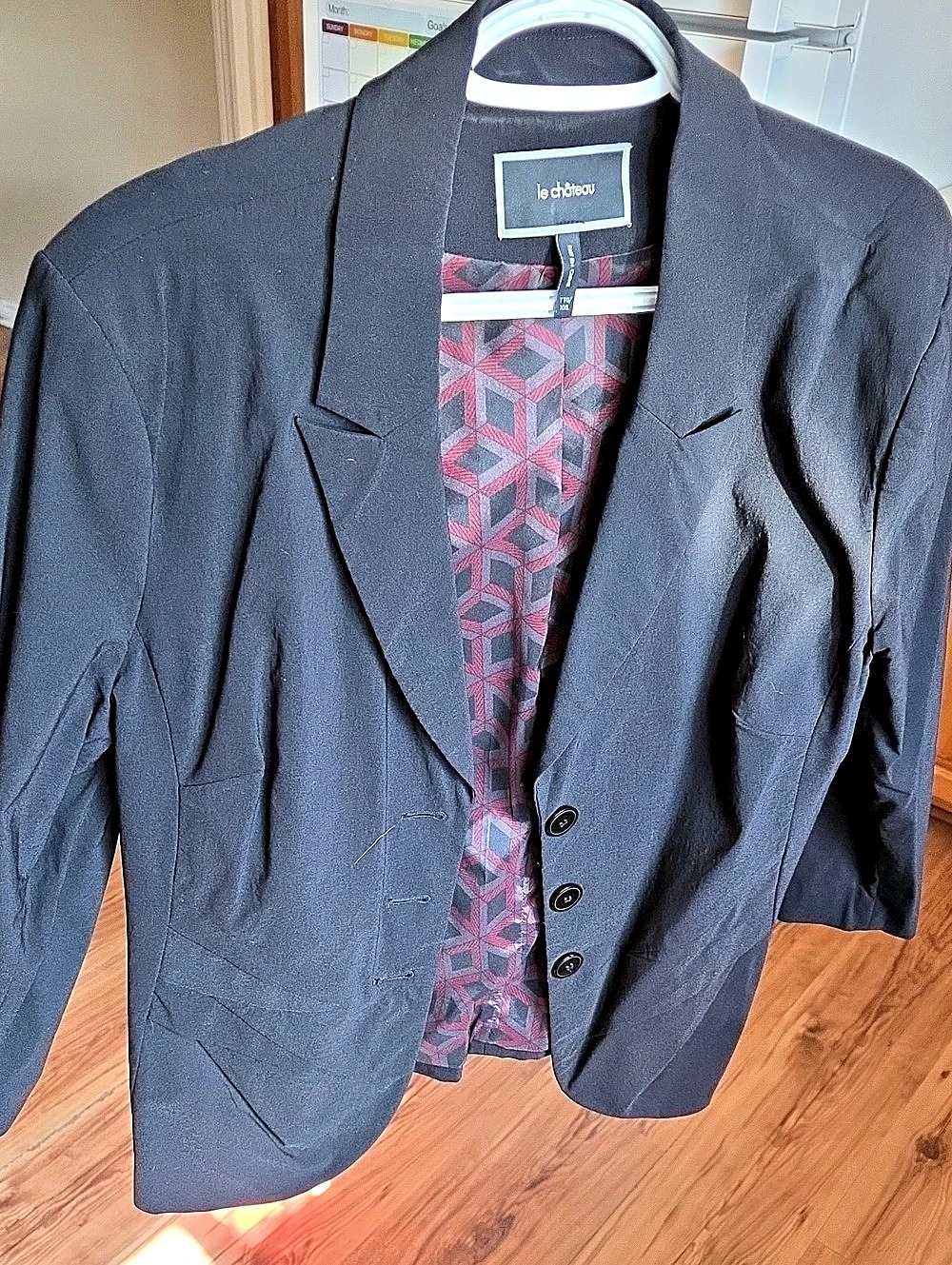 Women's Geometric Lined Blazer in Black